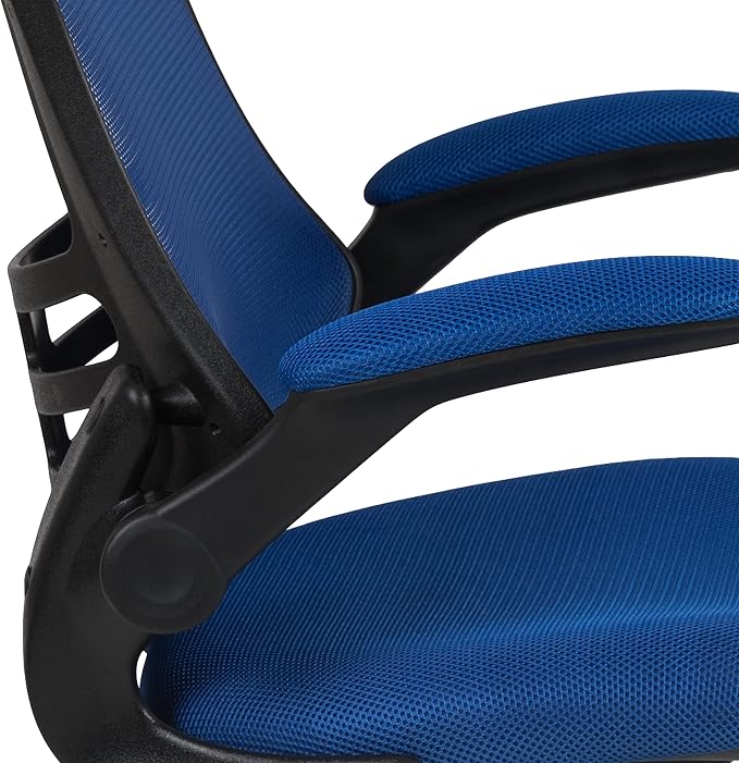 Flash Furniture Kelista Mid-Back Blue Mesh Swivel Ergonomic Task Office Chair with Flip-Up Arms - Image 11