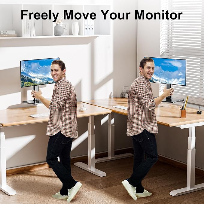 MOUNT PRO Single Monitor Stand Fits Max 32 inch Screen, Free-Standing Computer Desk Stand, Display Mount with Height Adjustable, Swivel, Tilt, Rotation, VESA Monitor Stand 100x100 - Image 7