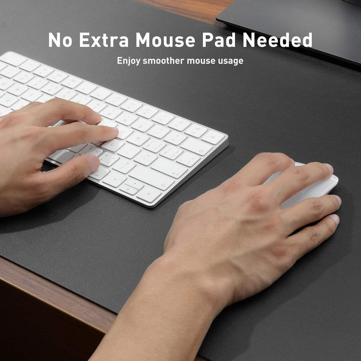 Leather Desk Pad Protector,Mouse Pad,Office Desk Mat, Non-Slip PU Leather Desk Blotter,Laptop Desk Pad,Waterproof Desk Writing Pad for Office and Home (Gray,31.5" x 15.7") - Image 4