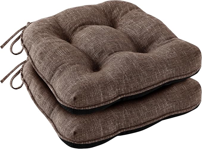 IPYNBAP Chair Cushions for Dining Chairs Set of 2, Kitchen Chair Cushions, Chair Pads with Ties and Non Slip Backing, Tufted Memory Foam Seat Cushion 2 Pack, 15.5" x 15.5" x 4", Brown by IPYNBAP