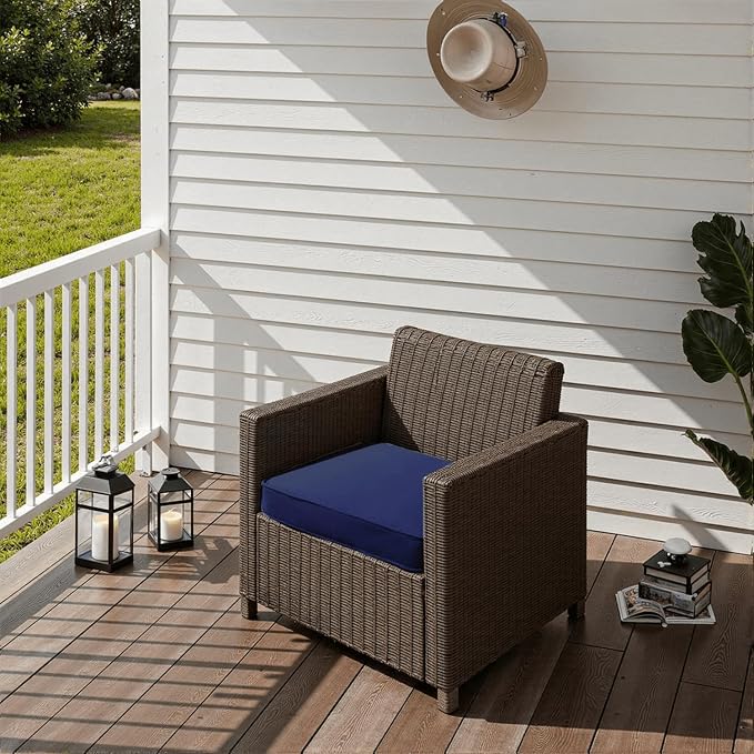 PatioGlow Outdoor Chair Cushions 24 x 24 x 4 Inch, Waterproof & Fade Resistant Patio Seat Cushion for Furniture with Handle and Ties, Thick Seating Pads for Outside Sofa Couch Set of 2, Dark Blue - Image 5