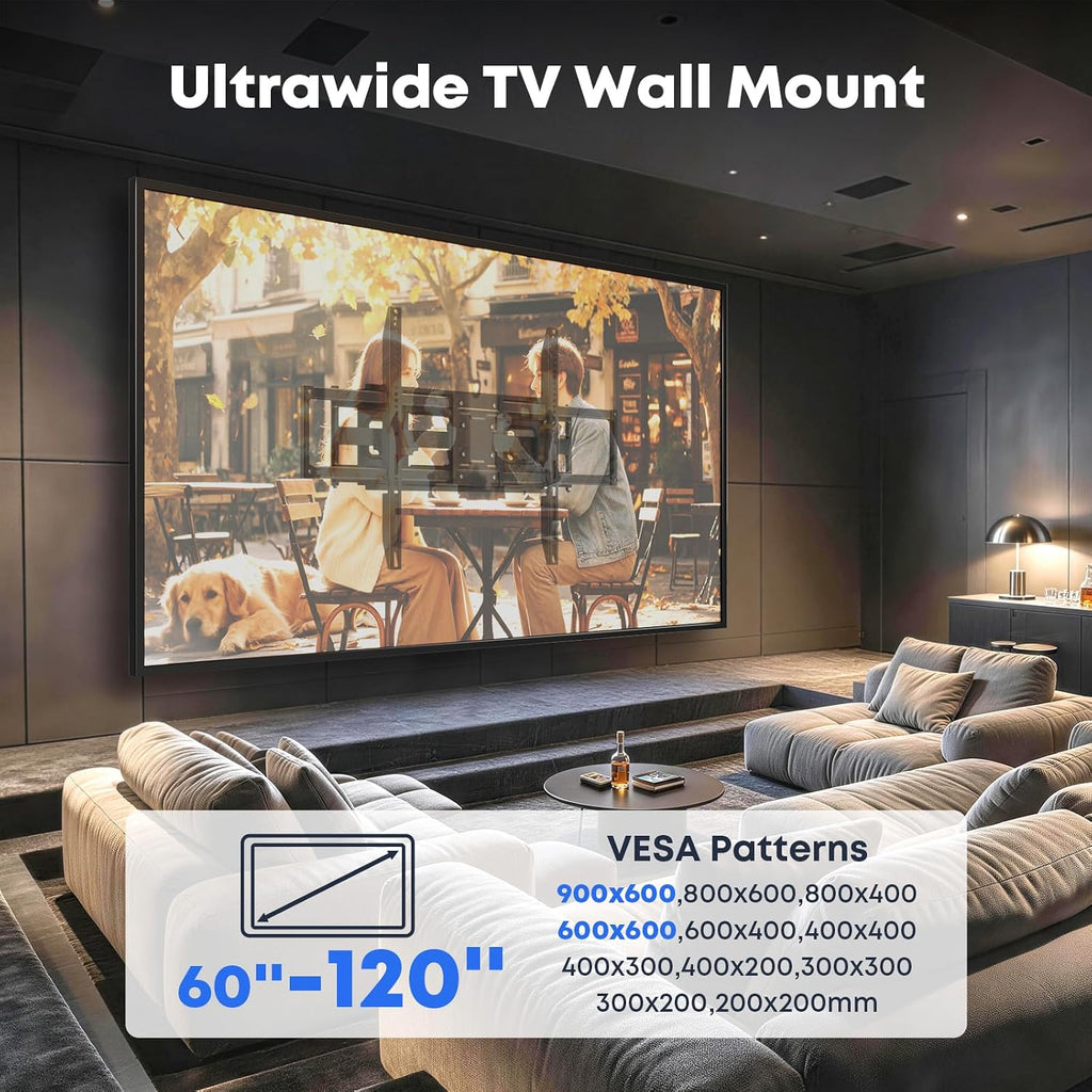 60-120" Heavy Duty Full Motion TV Wall Mount, Holds 264 lbs - Image 3