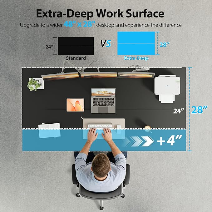 Agilestic 48*28 Inch Height Adjustable Electric Standing Desk, Dark Walnut | Sit Stand Up Computer Desk, Extra Wide desktop, Memory Presets, Stable Steel Frame,154 lbs, Easy Assembly, Splice Board - Image 3