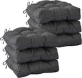 IASEAHK Chair Cushions for Dining Chairs, 15.5" x 15.5" x 4", Dark Grey | Set of 4, Tufted Foam, Non Slip, With Ties, Machine Washable,Seat Cushions for Indoor&Kitchen&Dining Room by IASEAHK