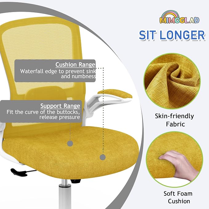 Mimoglad Ergonomic High Back Mesh Office Chair, Adjustable Lumbar Support, Thickened Seat Cushion (Modern, Jasmine) - Image 8