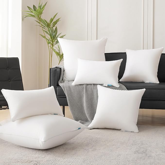 Oubonun 30 x 30 Pillow Inserts (Set of 2) - Euro Pillows with 100% Cotton Cover - 30 Inch Square Interior Sofa Pillow Inserts - Decorative Pillow Insert Pair - White Couch Pillow - Image 6