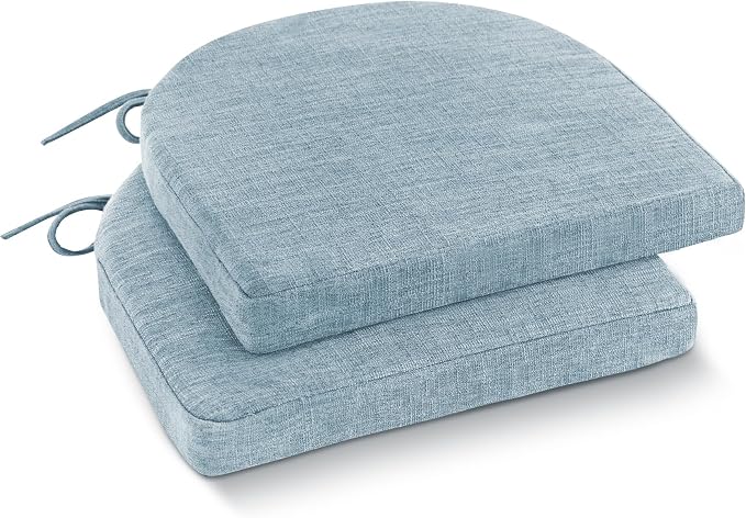 IPYNBAP Chair Cushions for Dining Chairs, Kitchen Chair Cushions, 16'' x 16'' x 2'', Non Slip Indoor Seat Cushions, Chair Pads for Dining Chairs with Ties & Removable Cover, Set of 2, Light Blue by IPYNBAP