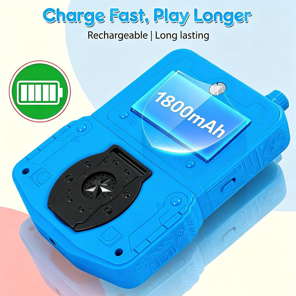 JJFUN Kids Handheld Game Console - Robot Mecha Style with 220+ Classic Games, 3.5'' Color Screen, Rechargeable Battery, Built-in Stand, Retro Gaming Device Ideal Gift for Boys Girls (Blue) - Image 4