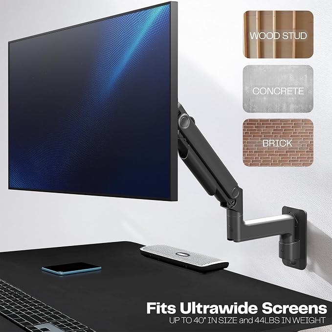 VIVO Premium Ultrawide Monitor Counterbalance Wall Mount for 40 inch Screens up to 44 lbs, Full Motion, Max VESA 100x100, Black, MOUNT-V100E - Image 5