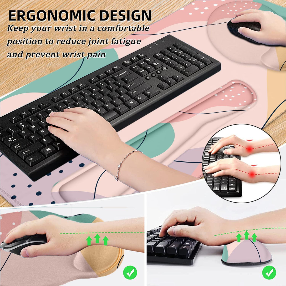 Large Desk Mat, Mouse Pad with Wrist Support, Keyboard Wrist Rest Set - Image 3