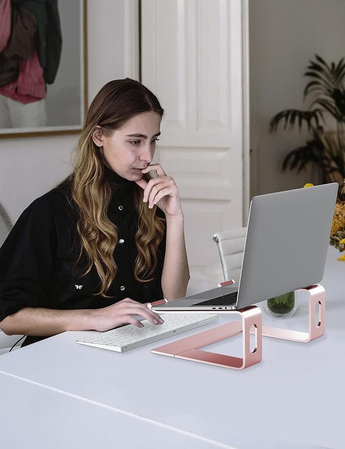 ALASHI Laptop Stand for Desk, Aluminum Computer Riser, Ergonomic Notebook Holder, Detachable Metal Laptops Elevator, PC Cooling Mount Support 10 to 15.6 Inches Notebook, Pink - Image 6