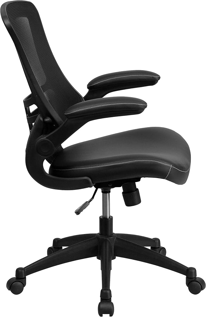 Flash Furniture Desk Chair with Wheels - Swivel Chair with Mid-Back Black Mesh and LeatherSoft Seat for Home Office and Desk - Image 14