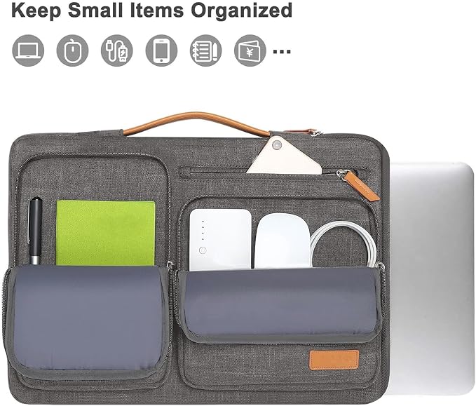 MOSISO 360 Protective Laptop Case 15 inch, 15 inch Laptop Sleeve | Compatible with MacBook Air M5 M4 M3 M2 2026-2023, Dell XPS Plus, Side Open Carrying Case with 4 Zipper Pockets, Taupe Gray - Image 5