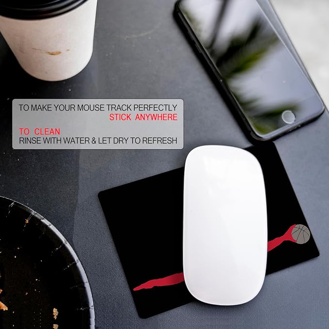 Mouse Pad Adhesive Bottom - Sticks to Any Surface - Portable - Webcam Covers and Screen Cleaner Included (Basketball) - Image 7