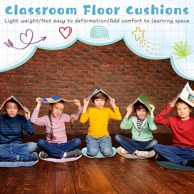 Tinideya 24 Pcs Floor Cushions Classroom,Small 11.8 Inch,Multi Color | Round Meditation Pillows for Adults Kids, Flexible Seating Nursery Living Room Yoga, Soft Padded Chair Cushion - Image 7