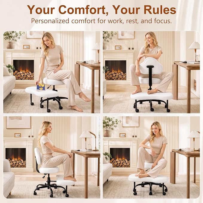 Criss Cross Legged Office Chair, ADHD Chair with Wider Footrest and Wheels | Ergonomic cross legged chair with lumbar support, 360° swivel and Adjustable Height, Kneeling Chair for Meditation, Yoga - Image 7