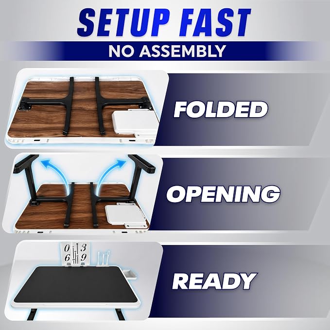 USB-C LED Light Foldable Lap Desk with LED Lamp, Cooling Fan & Book Stand — Portable Bed Laptop Table with Side Drawer, Phone & Tablet Holder, Fast Charging Port - Image 6