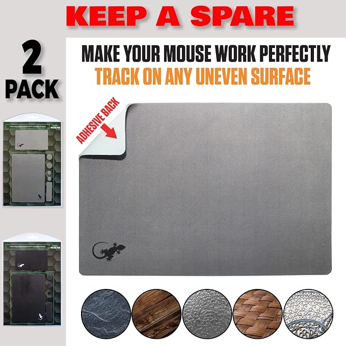 Mouse Pad Adhesive Bottom - Sticks to Any Surface - Portable - Webcam Covers and Screen Cleaner Included (2 x Black - Gray) - Image 6