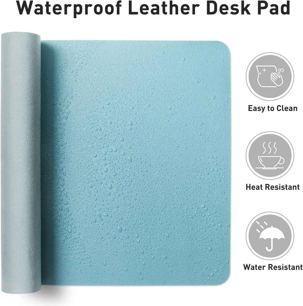 Aothia Large PU Leather Desk Pad Protector – Non-Slip Mouse Pad & Writing Mat for Office/Home, Waterproof, Easy to Clean(36" x 17", Blue Topaz) - Image 7