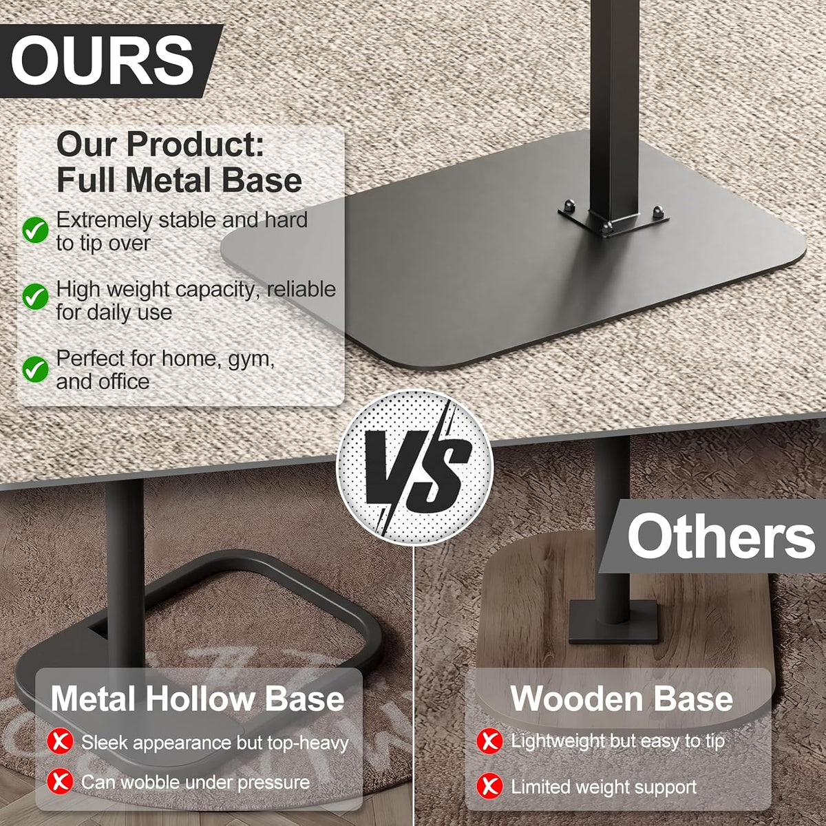 TV Tray Table Adjustable Height Swivel Couch Table with Heavy Metal Base - Image 5
