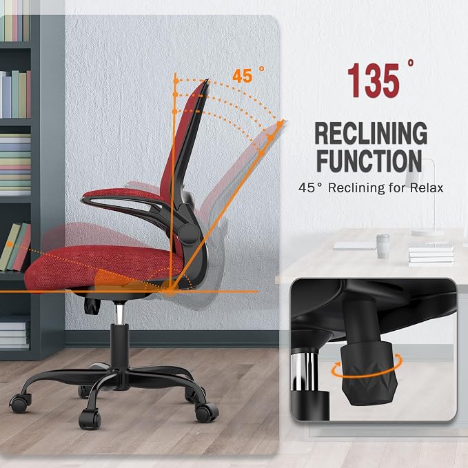 Ergonomic Office Chair w/Adjustable Lumbar, Flip Armrest, 135° Recline | Supports 300 lbs · Seat 19.48"–23.4" · Breathable mesh · 20–30 min assembly · 5-year warranty - Image 6