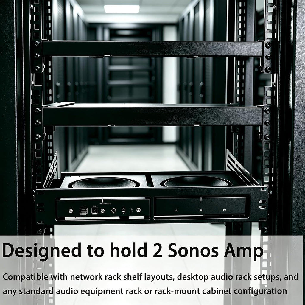 19" 2U Rack Mount Shelf for Sonos Amp, Holds 2 Amps, 14" Deep - Image 7
