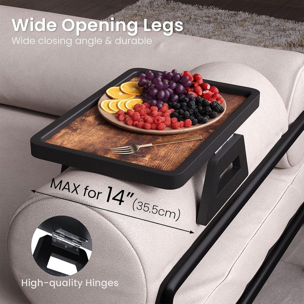 Wooden Wood Couch Arm Tray,Folding Sofa Armrest Table - Image 4