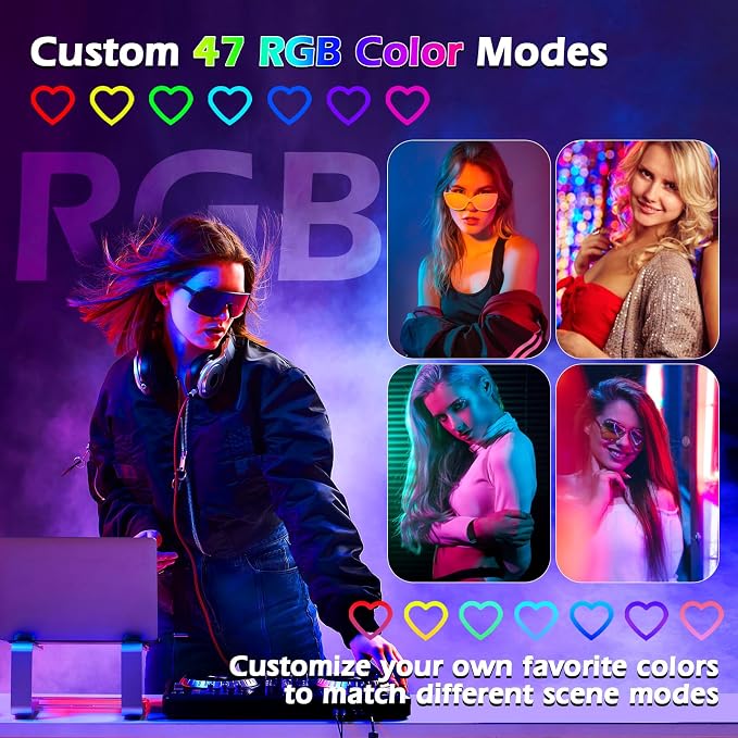Ring Light for Desk,Heart Tabletop Light with 26" high Stand, RGB 47colors Selfie Light,USB Powered LED Desktop lamp with Phone Holder for Makeup Lights, Laptop Live Stream, YouTube,TikTok - Image 4