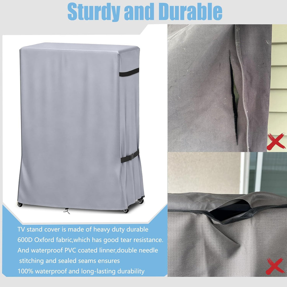 Weatherproof 45-50Inch Outdoor TV Stand Cover for Rolling/Mobile Stand - Image 4