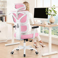 Ergonomic Office Chair High Back Desk Chair with Lumbar Support, Breathable Mesh Computer Chair with Adjustable Armrests Height, Reclining Swivel Big and Tall Gaming Chair for Home Office(Pink) by ALLGODOFFICECHAIR