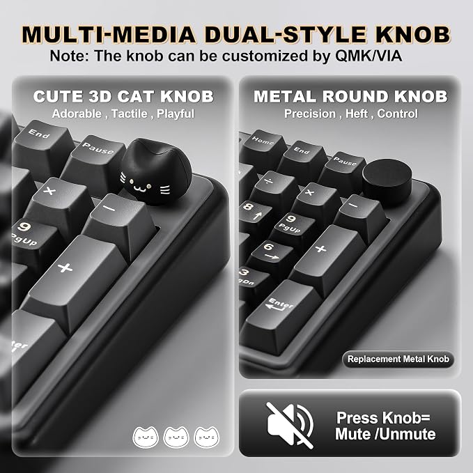 YUNZII B98 PRO 96% Wireless Mechanical Keyboard (Black, Milk Switch) | QMK/VIA, with Numpad, Dual-Style Knob Design, Creamy Pre-Lubed Switches, Hot Swap, Gasket Mount, RGB for Gaming/Win/Mac - Image 8