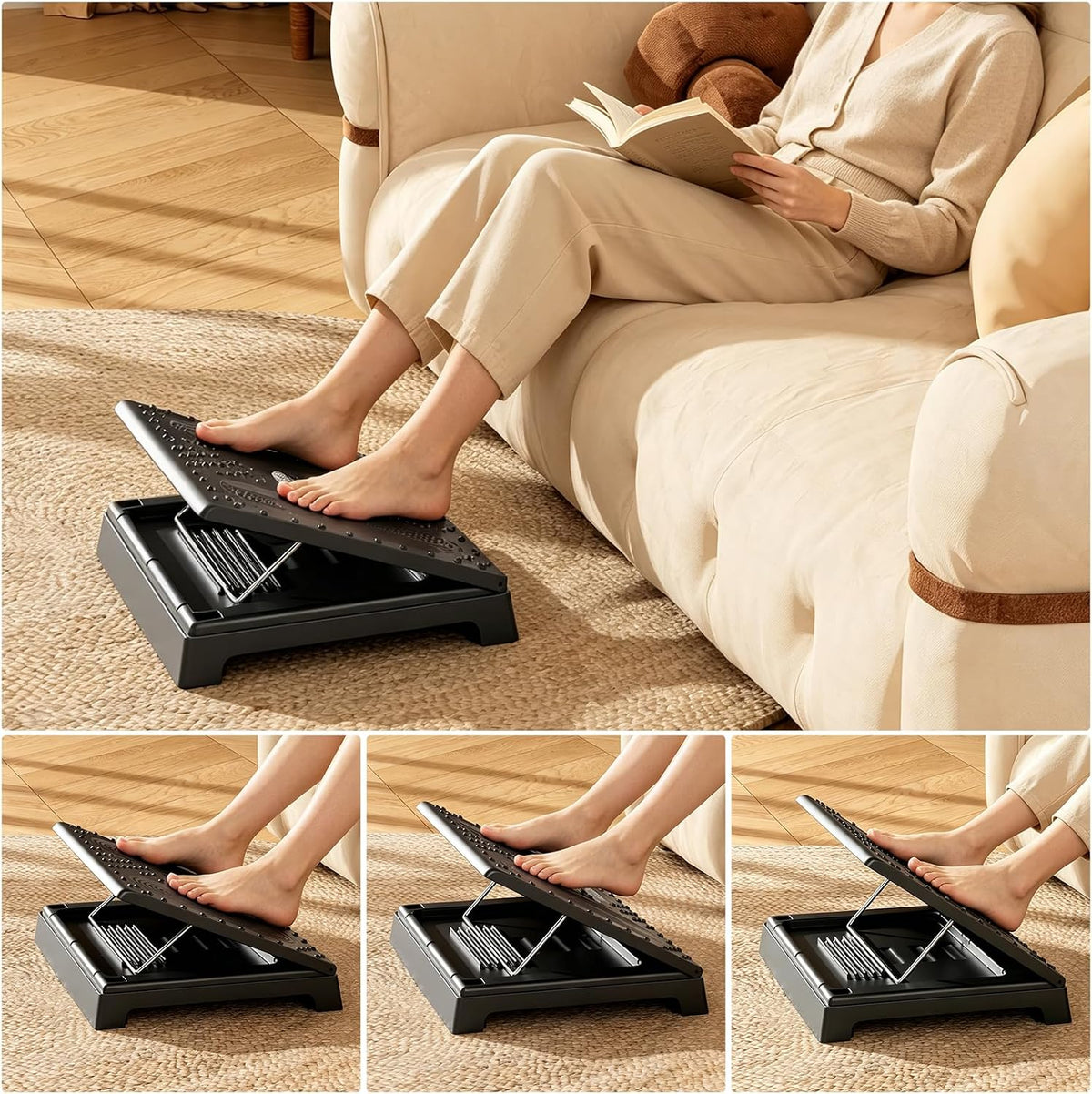 JOYZAN Foldable Foot Rest for Under Desk Footstool with Massage Roller - Image 6
