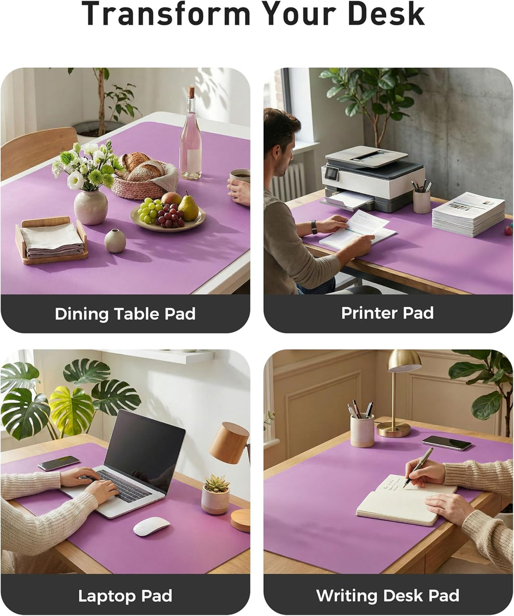 Aothia Faux Leather Desk Mat - Large Mouse Pad, Non-Slip PU Leather Blotter, Waterproof Writing Surface for Office and Home (Iris Violet, 63" x 17") - Image 6