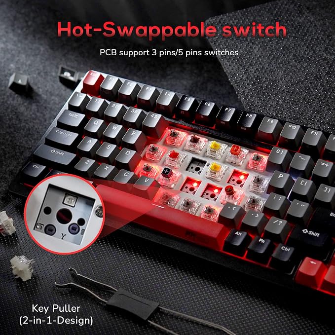 RK ROYAL KLUDGE RK98 Gaming Keyboard, Wireless Mechanical Keyboard 100 Keys Tri-Mode BT5.1/2.4G/USB-C Full Size Hot Swappable Custom Keyboard with Numpad RGB Backlit, Massive Battery, Silver Switch - Image 3