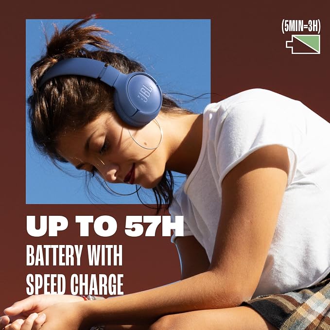 JBL Tune 520BT - Wireless On-Ear Headphones, Up to 57H Battery Life and Speed Charge, Lightweight, Comfortable and Foldable Design, Hands-Free Calls with Voice Aware (White) - Image 4