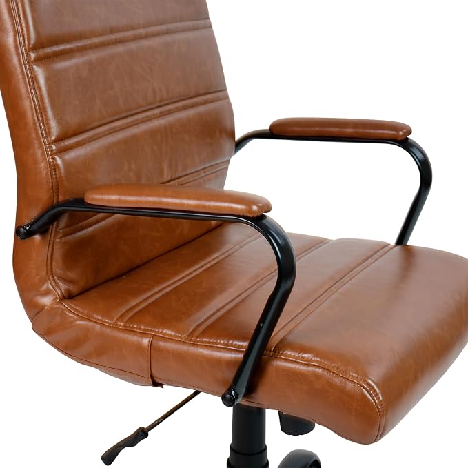 Flash Furniture Mid-Back LeatherSoft Executive Office Chair, Brown/Black | 360° Swivel, Height Adjustable, Commercial Grade - Image 14