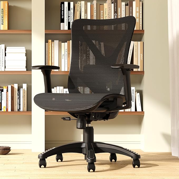 Ergonomic Office Chair, Mesh Computer Desk Chairs with Adjustable Lumbar Support, 3D Armrests, Tilt Function, Comfy Wide Seat, Swivel Executive Work Task Chair for Company and Home - Image 2