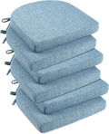 downluxe Indoor Chair Cushions for Dining Chairs, Soft and Comfortable Textured Foam Kitchen Chair Pads with Ties and Non-Slip Backing, 16" x 16" x 2", Light Blue, 6 Pack by Downluxe