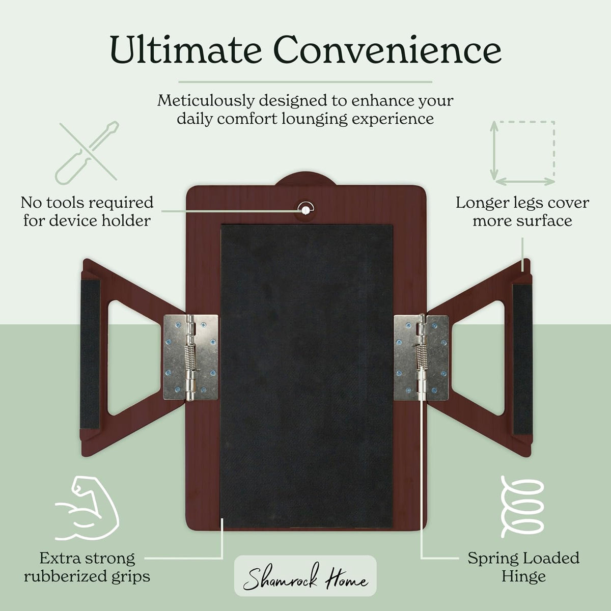 Bamboo Couch Arm Table with Device Holder, Clip On Tray. for TV Dinners, Remotes, Drinks, Snacks and Small Spaces (Rectangular with Device Holder, Brown, Large 15.75 x 11) - Image 5