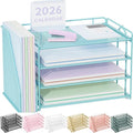 Spacrea Desk Organizers and Accessories, Paper Organizer for Desk with File organizer, Desk Accessories & Workspace Organizers for Office Supplies (Blue) by Spacrea