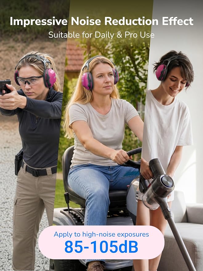 Dr.meter Hearing Protection Ear Muffs, Ear Protection for Adults Kids 34dB | NRR28dB Noise Cancelling Headphones for Range, Mowing, Woodworking, Noise Reduction Earmuffs for Concerts, Kids Autism - Image 5