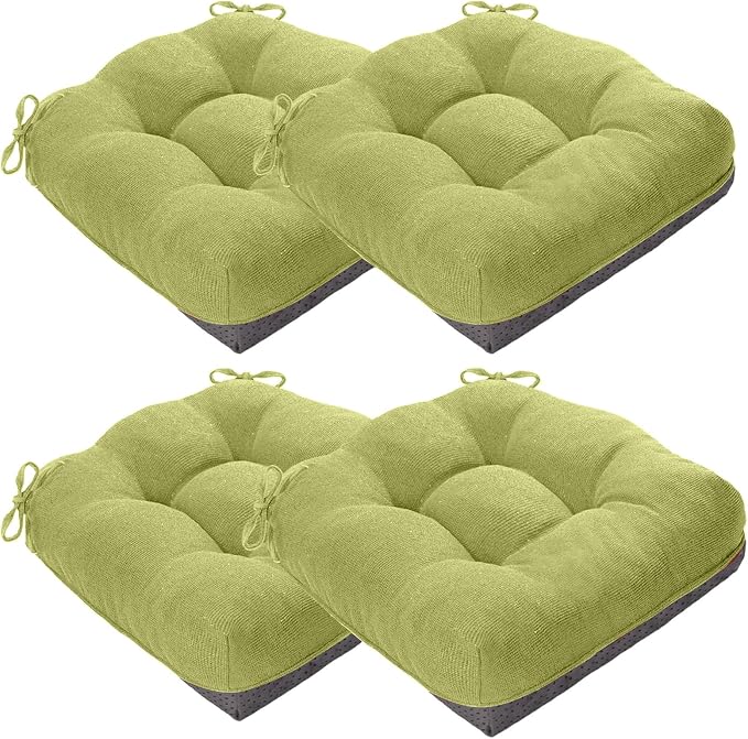 MAGIC ELEPHANT Chair Cushions for Dining Chairs, Memory Foam Kitchen Chair Cushions Set of 4, Non-Slip Thick Dining Room Chair Pads Seat Cushions, 15.5" x 15.5" x 4" (Sage Green) by Magicelephant