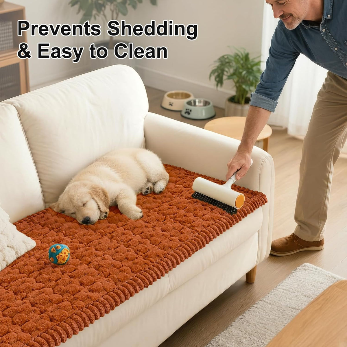 Smiry Fall Couch Cover for Dogs, Non Slip Fuzzy Pet Sofa Protector Washable - Image 6