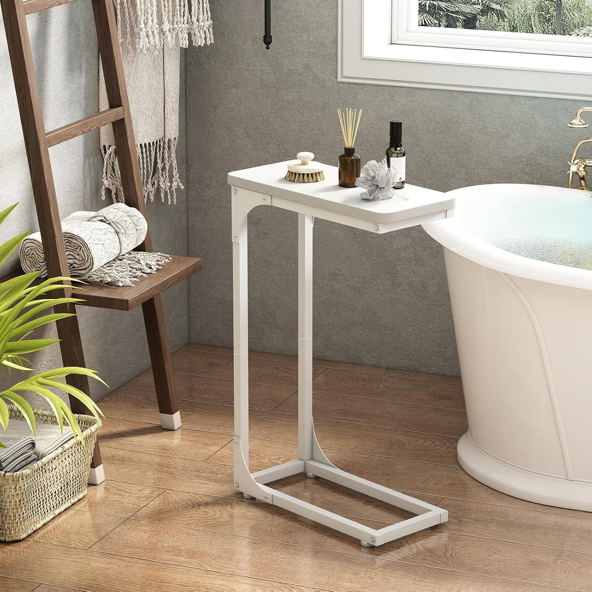 QEEIG Narrow C Table Side Tables Set of 2 (7.1" Width, White) - Image 6