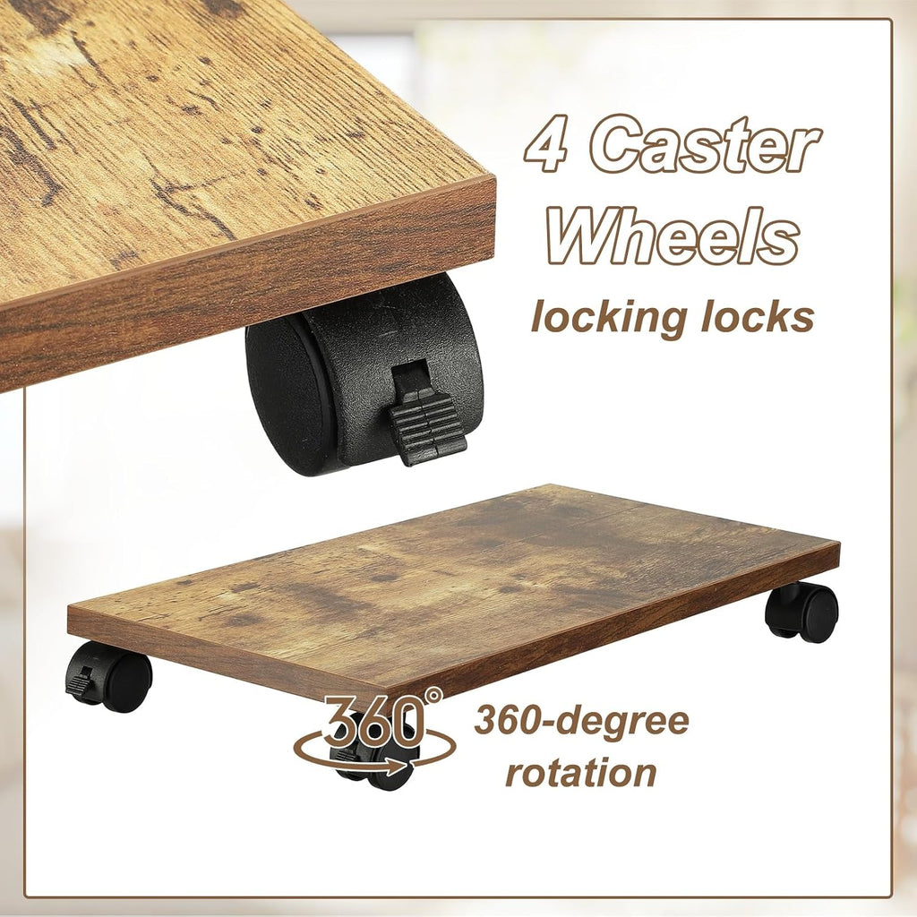 PATIKIL 8x16in PC Stand, Computer Tower Stand Wood CPU PC Holder Under Desk Mobile Cart 4 Caster Wheel for Floor Carpet Tower ATX Case Printer Potted Planter UPS Power Station, Brown - Image 4