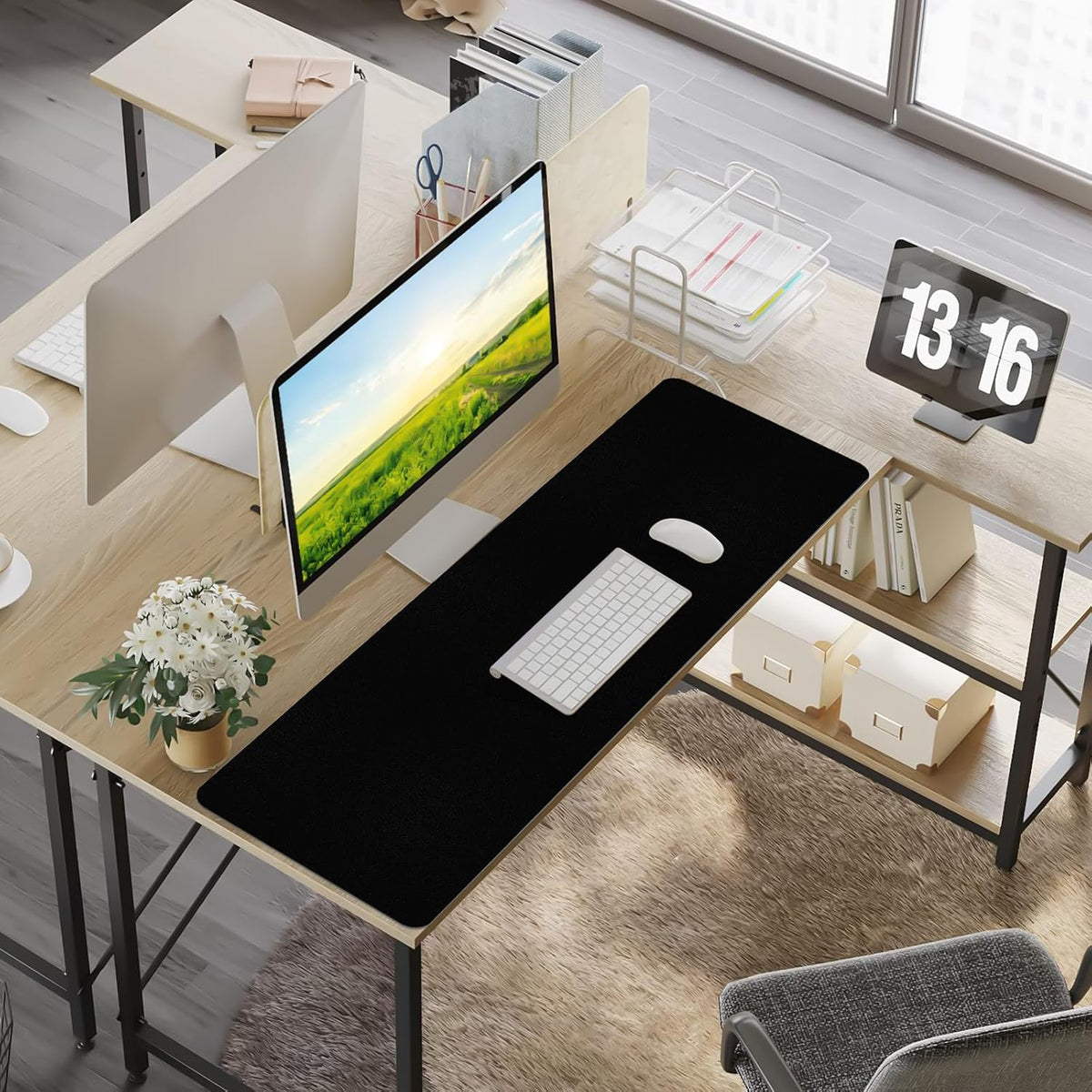 Leather Desk Pad Mat, Large Black Desk Mat, 47.2" x 16.9" - Image 5
