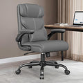 Office Chair, Executive Mid-Back Computer Desk Chair with Flip-up Armrests | 300 Lbs Ergonomic Leather Swivel PC Chair with Rock Function for Working Studying (Gray) by BoxDesignLab
