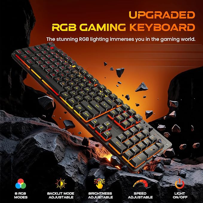 Redragon K521KS Wireless Gaming Keyboard, Tri-Mode BT/2.4G/USB-C RGB Mechanical Feeling Keyboard with Multimedia Keys, 4000mAh Battery, Anti-Ghosting, Compatible with PC - Upgrade - Image 3