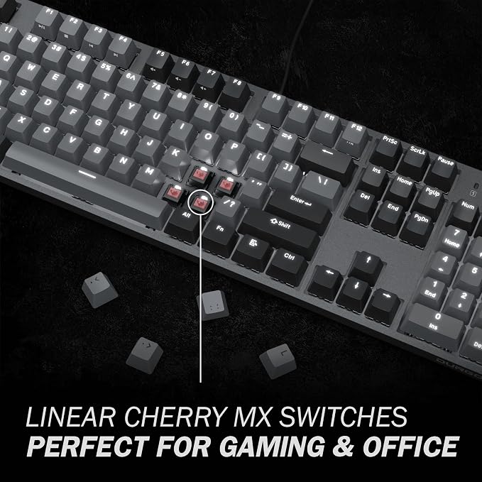 DURGOD K310 Corona White Backlit Full Size Mechanical Keyboard | 104 Keys Full Size | USB C Wired | Doubleshot PBT Keycaps | Programmable Keys | Windows & Mac (Corona, Cherry MX Silent Red Switch) - Image 3