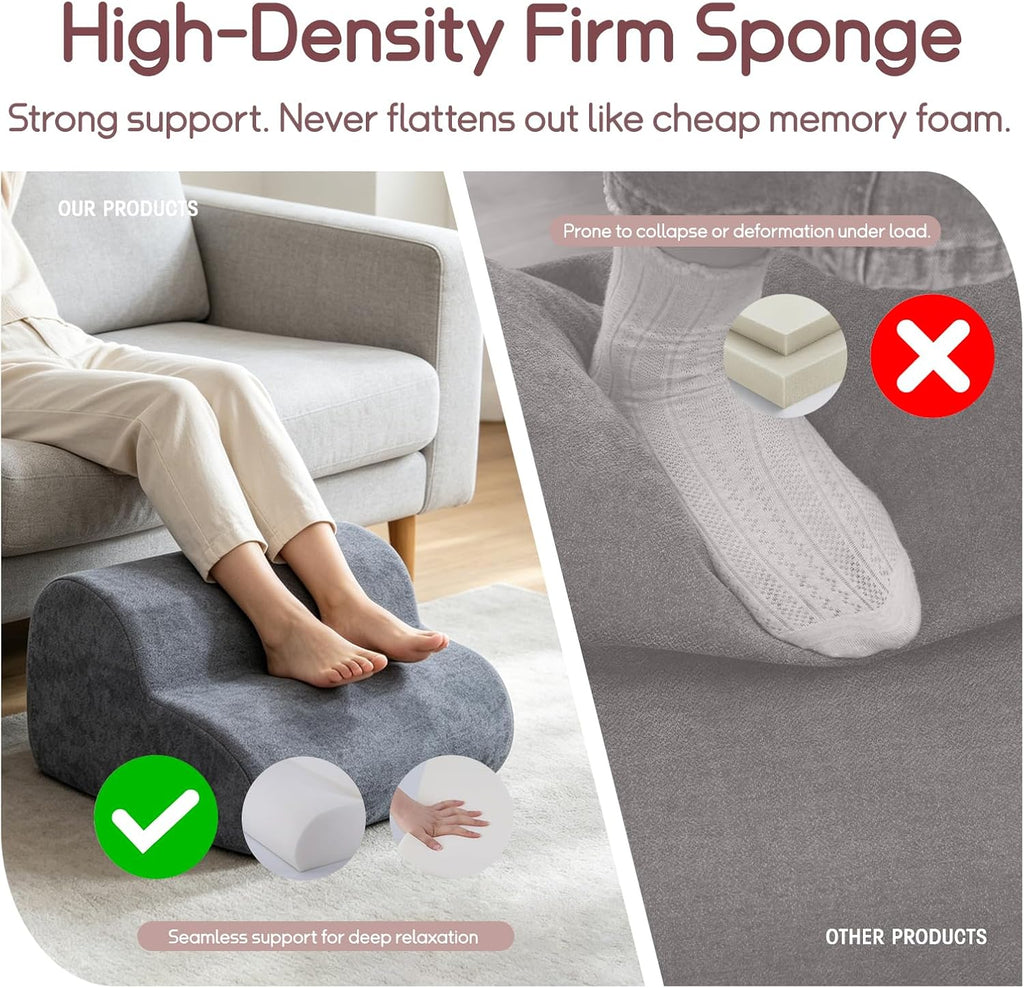 Foot Rest for Under Desk at Work,Ergonomic 2-Height Sponge Foot Stool for Office, Home,Sofa & Gaming Chair, Desk Accessories Footrest Cushion to Support Legs,Relax Ankles & Relieve Pain(A-Light Gray) - Image 3